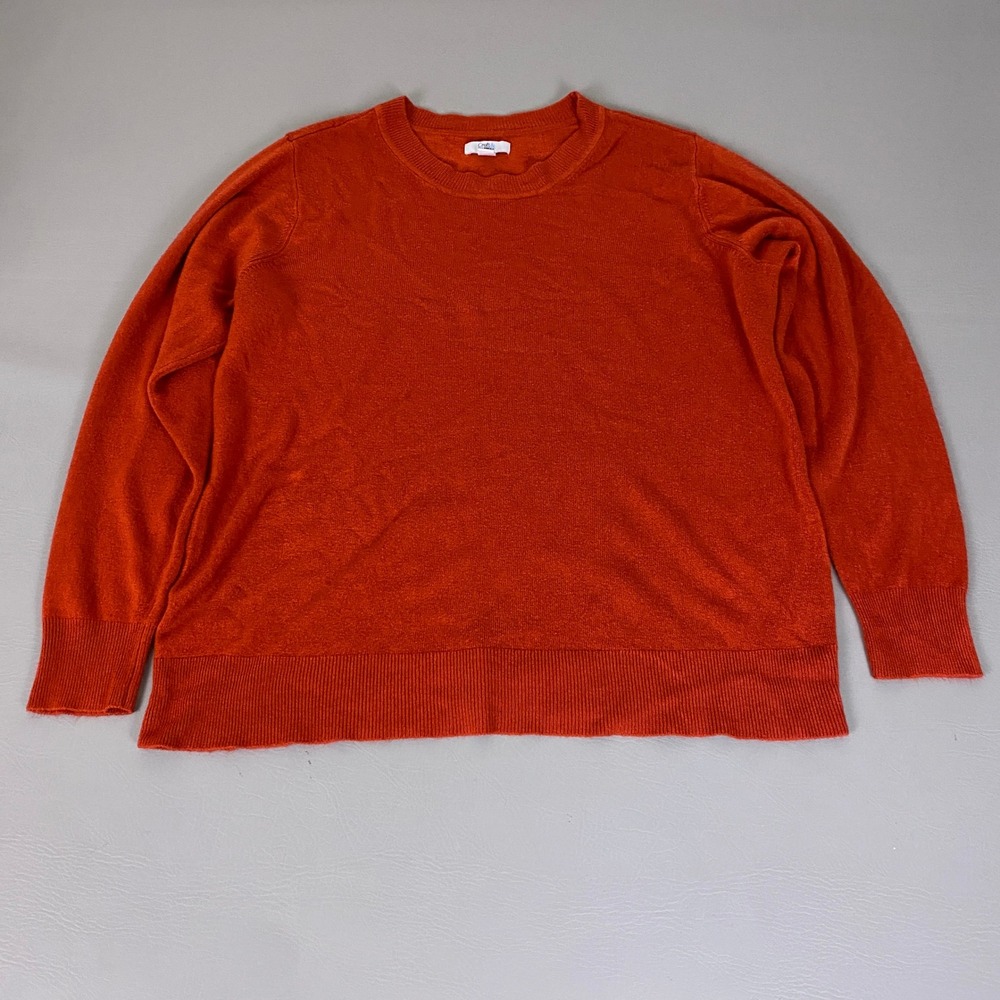 Croft & Barrow Pullover Sweater Women's Plus 1X Burnt Orange Acrylic Crew Neck